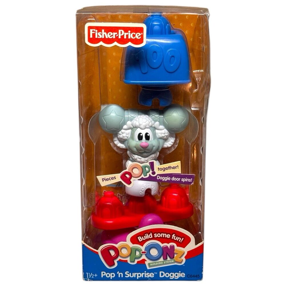 Fisher Price Pop Onz Pop N Surprise Doggie 2004 Toy NIB Building Set Rare